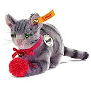 Kitty Cat with Wool Ball Grey Tabby Plush